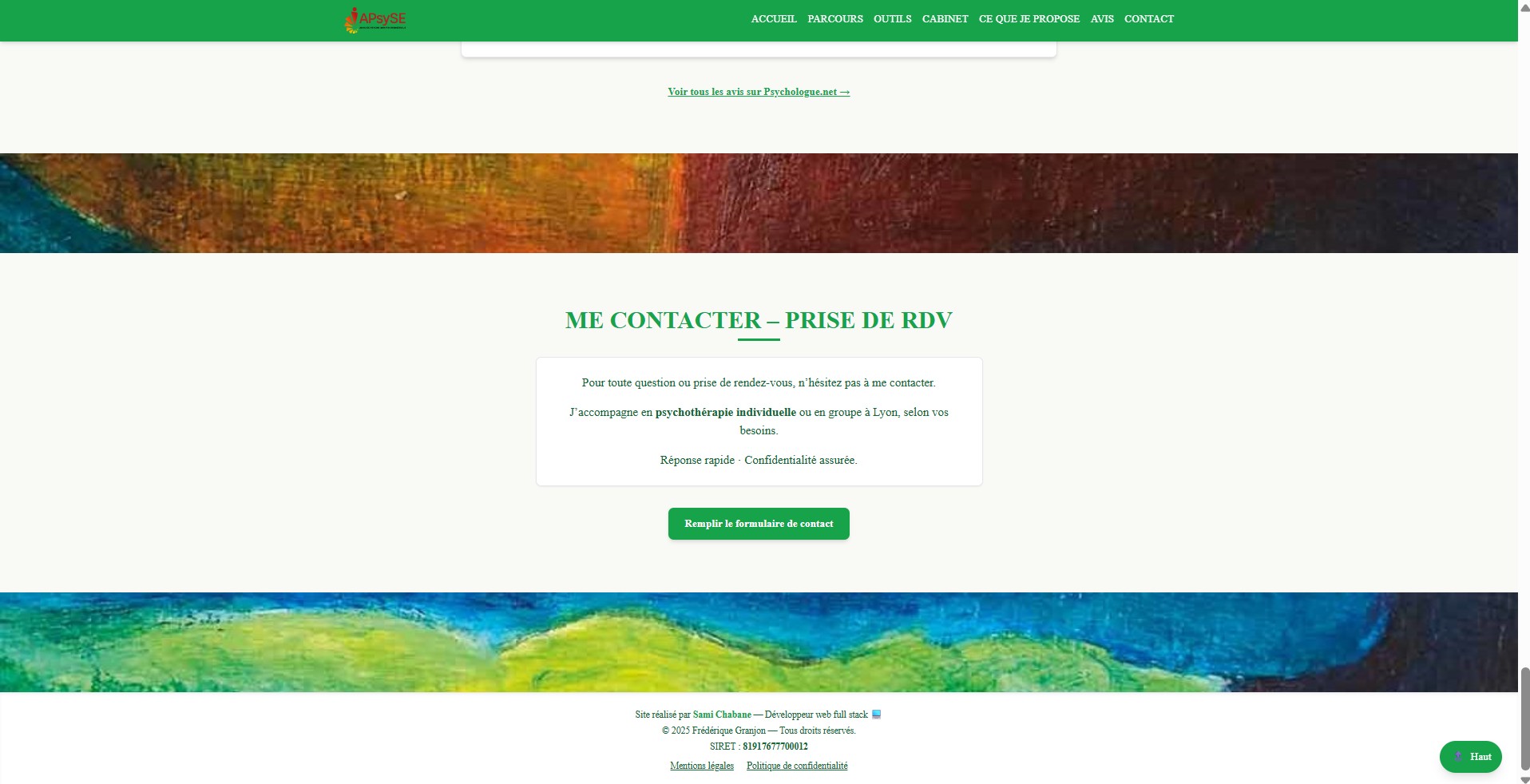 Cabinet de psychothérapie — site vitrine — visuel 8 sur 9